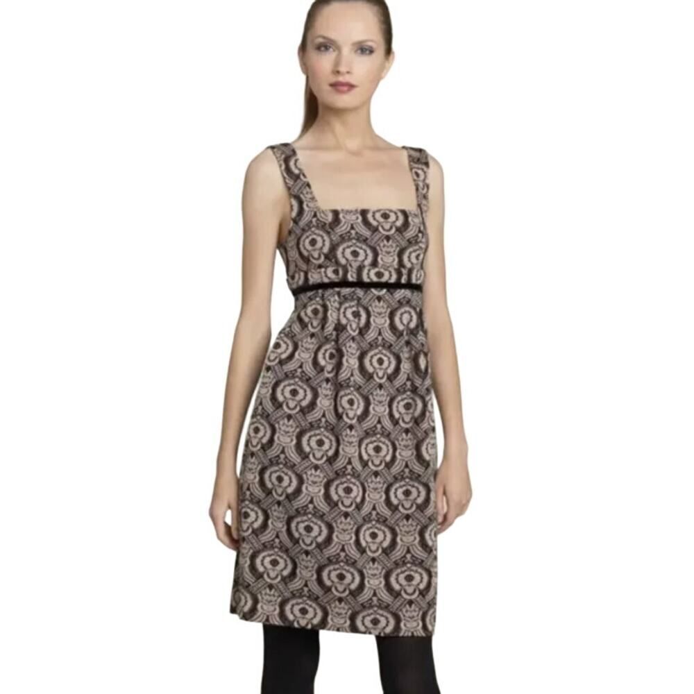 Diane Von Furstenberg Rosario Dress Women's Size 2 Brown Gold Brocade Sheath